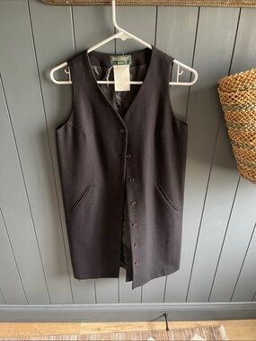 Wool Harve Benard Sleeveless Button-Front Long Vest